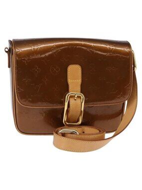 Authentic LOUIS VUITTON Monogram Vernis Christie GM Shoulder Bag Bronze M91107